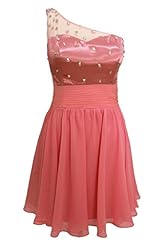 Plus Size Junior A-line One Shoulder Sleeveless Satin Short Crystal Backless Homecoming Dress/Prom Dress/Party Dress 