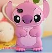 NEW Pink Disney 3d Stitch Movable Ear Flip Hard Case Cover for Iphone 4/4s Xmas Gift