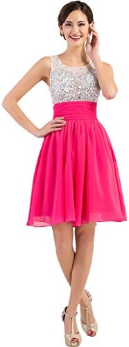 Grace Karin® Hot Pink Chiffon Short Party Dresses with Beadings (16, Hot Pink)
