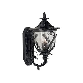 Kenroy Home 70202EP Meadow Medium Wall Lantern with Clear Seeded Glass Shade, Ebony Pearl