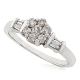 14K White Gold 1/2ctw Round Brilliant Cut Cluster Diamond Ring. IJ/I1-I2