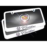 Cadillac Logo Chrome Solid Brass License Frames, Pair