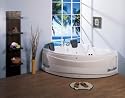 LineaAqua Sabrina 61 x 61 Corner Whirlpool Jetted Bath Tub with Dual Head Rests, Bath Tub Filler, Hand Shower