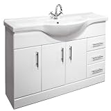 1200mm White Gloss Bathroom Vanity Unit