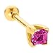 3mm Pink Tourmaline Princess Cut 14k Yellow Gold title=
