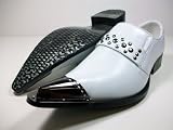 Mens Designer Pointy Toe Metal Tip Dress Loafer Shoes W/ Studded Belt Design