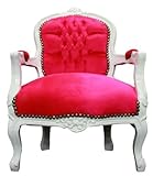 Barock Kinder Stuhl Pink/Weiß - Armlehnstuhl