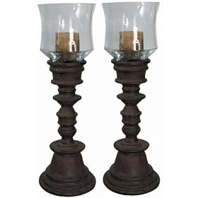 Natalia Candleholders Set Of 2, CLEAR GLASS, BROWN by Home Decorators Collection