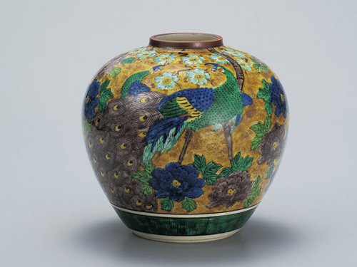 九谷焼 花瓶 吉田屋花鳥 7.5号 