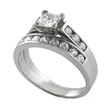 Silver Solitaire With Band Bridal Ring Set