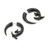 Natural black tribal handmade spiral horn earring pair by 81stgeneration