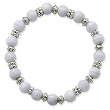 Silver-tone Blue Lace Agate Stretch Bracelet thumbnail