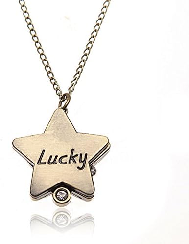 Locket Style Bronze Lucky Star Pocket Watch with Chain