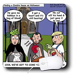 Rich Diesslins Funny General Cartoons - Halloween - Zombie Trick or Treat - Mouse Pads