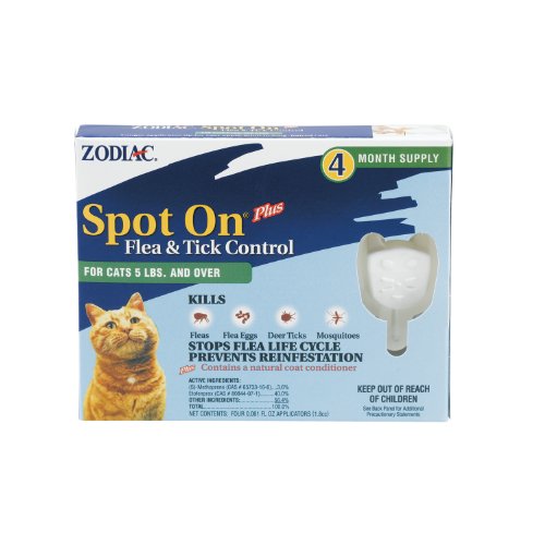 Zodiac Spot On PLUS 4-Pack Flea and Tick Control For Cats - 5-Pound and Over