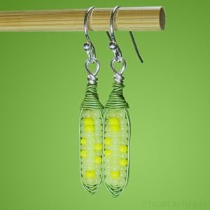 Corn on the Cob Earrings - cute handmade beaded earrings with silver