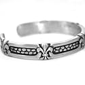 Antiqued Silver Fleur De Lis Bangle Bracelet