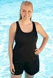Chlorine Resistant! Beach Belle® Black Racerback Shortini - Plus Size Swimwear Plus Size Swimsuit