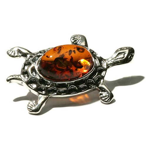 Childrens Toyshop  Jewelry : Certified Genuine Honey Amber and Sterling Silver Turtle Pin