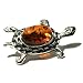 Jewelry : Certified Genuine Honey Amber and Sterling Silver Turtle Pin