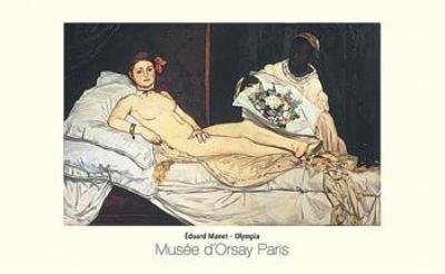 Olympia by Edouard Manet. CANVAS with 1 1/2 inch bars. 25.41 inches width by 17.56 inches height. Highest Quality Art Poster Print OnlineWall Art and Framing
