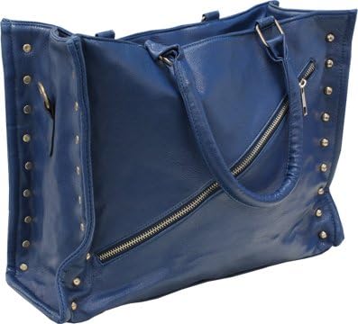 Femina Vintage Design Studded Blue Carryall Tote with a NutriChart