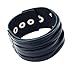 Black Strappy Leather Wide Wristband Bracelet Wrist Band Cuff Bangle By VAGA
