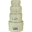 Victorian Style Cream Colored Set of 4 Round Nesting Hat Boxes with Carrying Cord