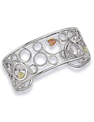 Landstroms Sterling Silver Cuff Bracelet with Black Hills Gold Leaves - BR508CSS