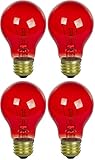 4 Pack 25 Watt A19 Colored Transparent Red Incandescent Medium Base Party Light Bulb