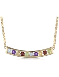 Sterling Silver Genuine Multi-Gemstone Bar Necklace, 18"