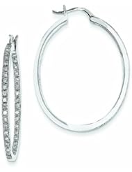 0.7 Carat 14K White Gold Quality Completed Diamond In/Out Hoop Earrings