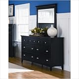 IMAGE OF South Hampton Seven Drawer Double Dresser and Mirror Set in Black
