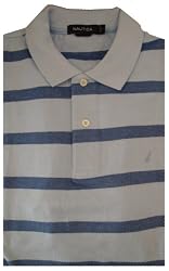 Men's Nautica Polo Shirt Short Sleeved Blue/blue Striped Several Sizes Available