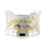 Designer Floral Cuff Bangle Bracelet in Stainless Steel