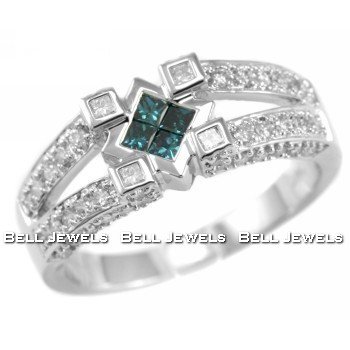41ne2vh3v3L VS2 Unique Blue Diamond 14k White Gold Engagement Ring