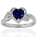 14k White Gold Heart Created Blue Sapphire and Diamond Ring (.02 cttw, I-J Color, I1 Clarity)