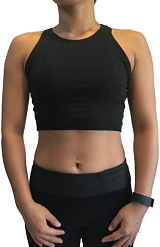 Women's Yoga Crop Plain Top (large, black)