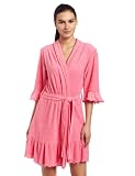 Dollhouse Womens Solid N Giant Dot Backing Robe, Pink, Medium