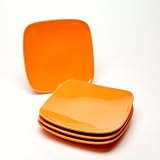sengWare Set of 4 Square Appetizer Plates - Tangerina