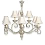 Royce RC21499OES Mediterranean Nine-Light Chandelier Olde English Silver with Beige Silk Shades