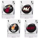 NBA Miami Heat Four Piece Square Shot Glass Set (Individual Logos)