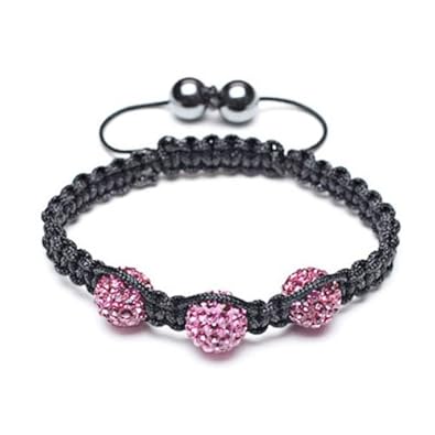 Cheap Girls Jewelry Bling Jewelry Childrens Shamballa Inspired Pave Fuchsia Crystal Bracelet 10mm For Sale