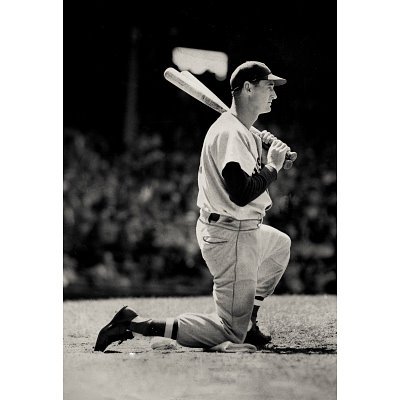 Professionally Framed Ted Williams On Deck Boston Red Sox Archival Photo Sports Poster Print - 11x17 with RichAndFramous Black Wood Frame
