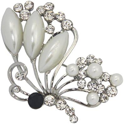 Flying Butterfly Brooch Silver Tone Hollow Rhinestone Crystal Wedding Brooch Pin