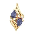 14K Yellow Gold Iolite and Diamond Pendant