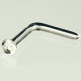 One Glass Straight Bend Nostril Screw: 18g Crystal