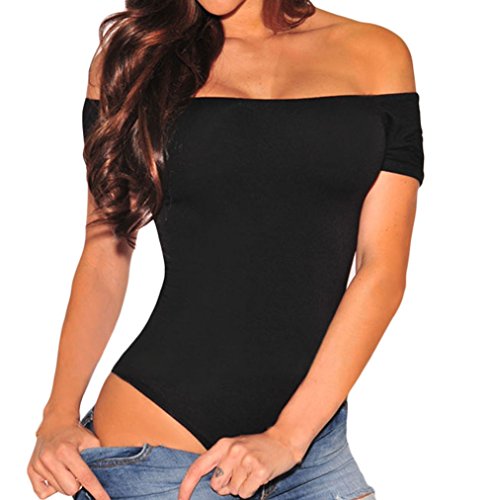 Shawhuwa Womens Sexy Off Shoulder Leotard Bodysuit Clubwear Romper S Black 4