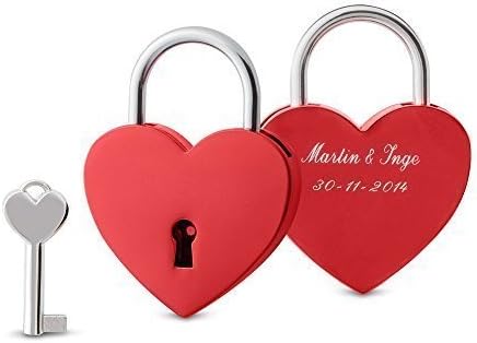 Heart love Padlock with personal engraving red by Lovelockers