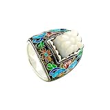 Sterling Silver Mother of Pearl Enamel Fashion Ring